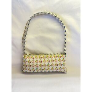 Woven Candy Wrapper Purse Shoulder Bag Wearable Art Upcycled 9.5"x4" Zip Close